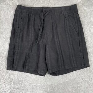 Hollister Seersucker Shorts Mens Large Black Drawstring Elastic Waist Casual